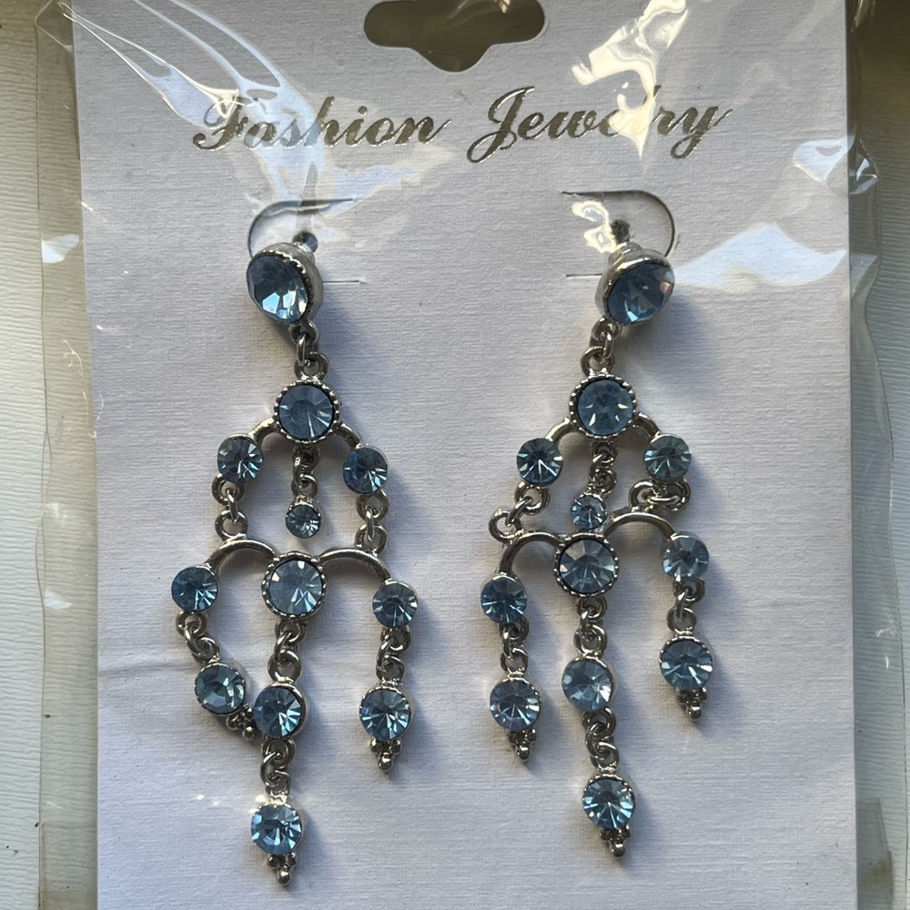 Elegant Blue Chandelier Earrings